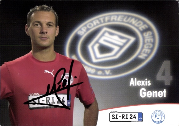 Autograph card footballer Alex Genet, Sportfreunde Siegen, autograph