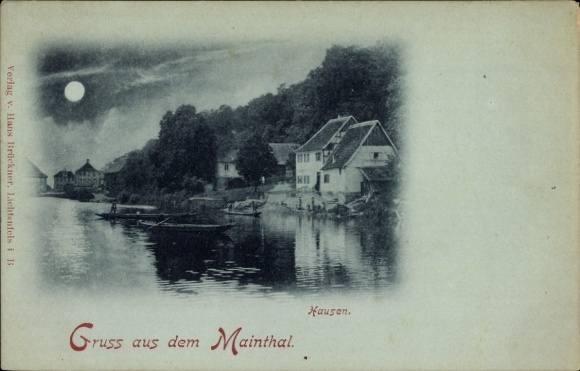 Mondschein Ak Hausen in Oberfranken, Maintal