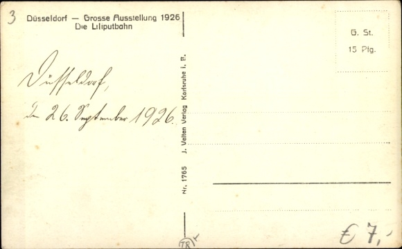 Ansichtkaart Düsseldorf am Rhein, Grote Tentoonstelling 1926, Liliputbahn