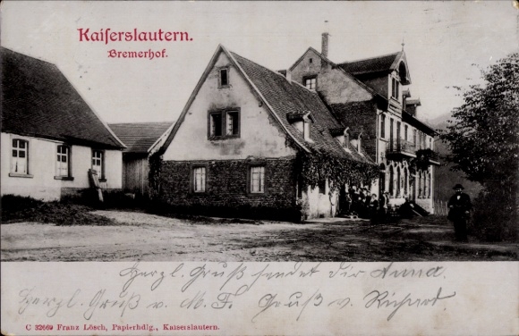 PC Kaiserslautern in the Palatinate, picture of the Bremerhof, greetings from MF Gruß, C 32669 Franz Lösch