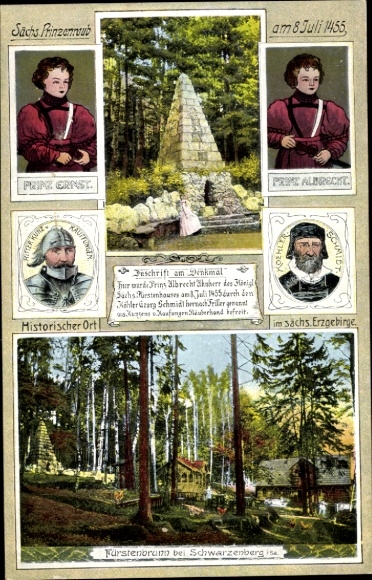 Postcard Waschleithe Grünhain Beierfeld in the Ore Mountains Saxony, Prince's Room 1455, Fürstenbrunn