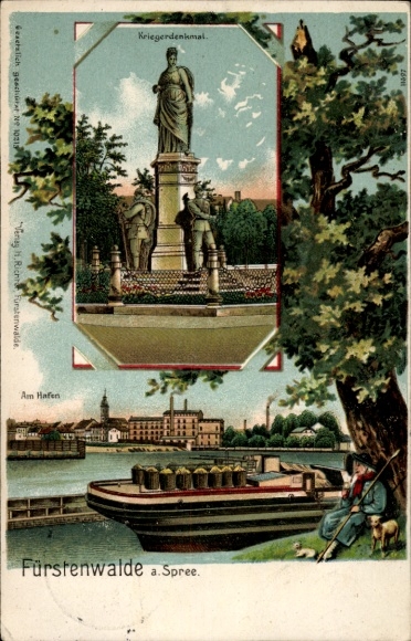 Chromo-Litho Fürstenwalde an der Spree, war memorial, harbor