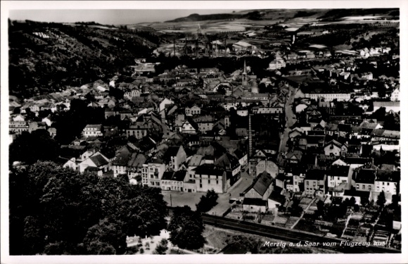 Postcard Merzig on the Saar, aerial photograph