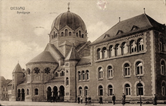 Judaica Postcard Dessau in Saxony-Anhalt, Synagogue