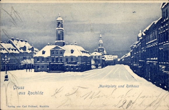 Ak Rochlitz an der Mulde Sachsen, Marktplatz, Rathaus