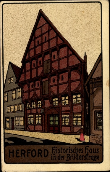 Steindruck Ak Herford in Westfalen, Historisches Haus in der Brüderstraße