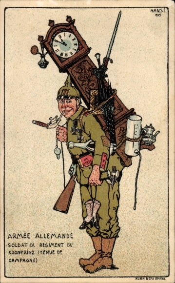 Kunstenaar Ak Hansi, Duits leger, Duitse soldaat, Regiment du Kronprinz, humor