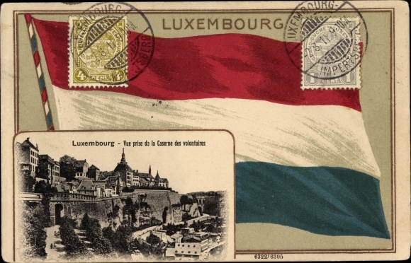 KP passepartout Luksemburg, nagroda Vue de la Caserne, koszary, flaga