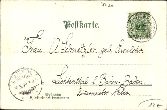 Artist Chromo-Litho Münch, C., Donaueschingen in the Black Forest Baar district, Schützenbrücke