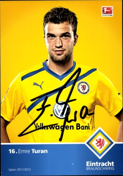 Autograph card footballer Emre Turan, Eintracht Braunschweig, autograph