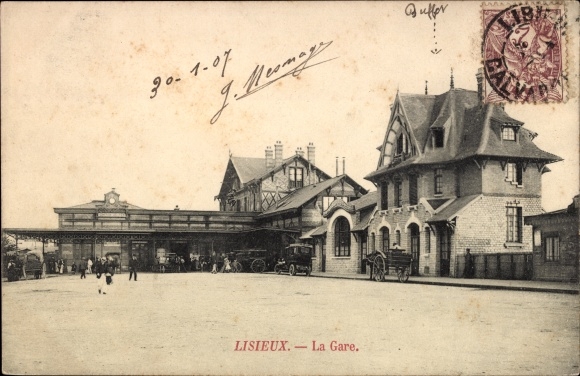 Postcard Lisieux Calvados, The Train Station