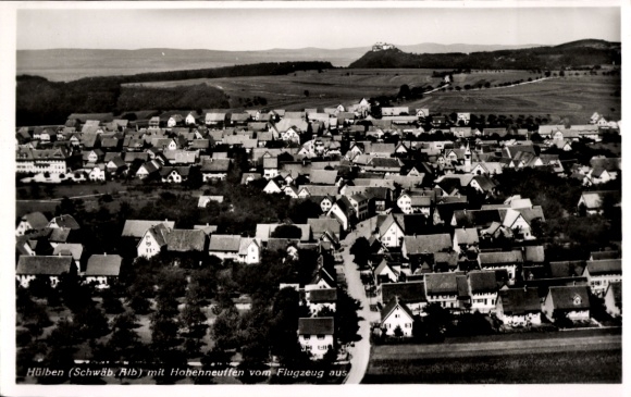 Ak Hülben in der Schwäbischen Alb, Fliegeraufnahme, Hohenneuffen