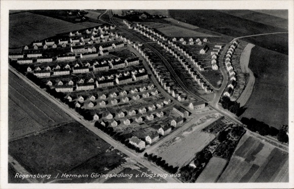 Ak Regensburg an der Donau Oberpfalz, Fliegeraufnahme, Hermann Göring Siedlung