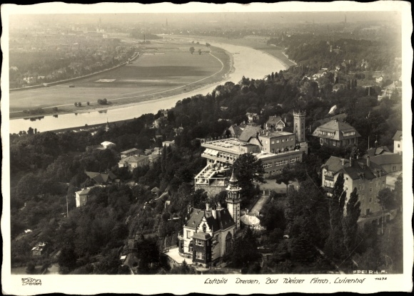 PC Dresden Weißer Hirsch, Luisenhof, HO restaurant, aerial photograph, Walter Hahn 10275