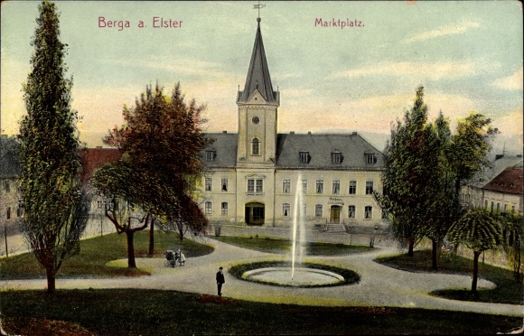 Ak Berga an der Elster Thüringen, Marktplatz