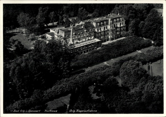 Postcard Bad Orb in Spessart Hessen, Kurhaus, aerial photograph
