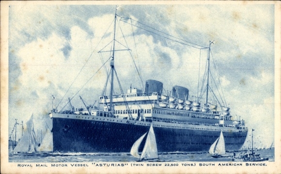 Kunstenaar Ak Stoomschip Asturias, Royal Mail Motor Vessel