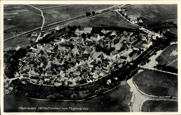KP Herrieden w środkowej Frankonii, zdjęcie lotnicze Herrieden, Frankonia,