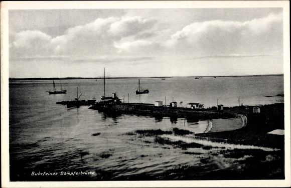 Postcard Elbinsel Krautsand Drochtersen in the district of Stade, Buhrfeind&#39;s Hotel Krautsand, pier, investors