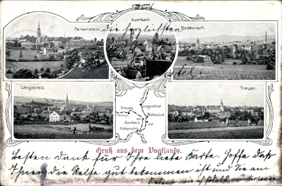 PC Auerbach im Vogtland, PC with landscape pictures, places Falkenstein, Rodewisch, Treuen