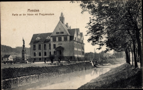 Ak Menden in het Sauerland, progymnasium aan de Hönne
