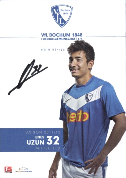 Autogrammkarte Fußballer Enes Uzun, VfL Bochum, Autogramm