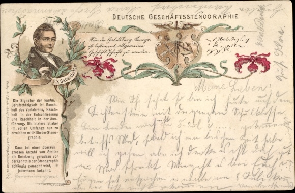 litho Uitvinder van steno Franz Xaver Gabelsberger, Duitse zakelijke steno