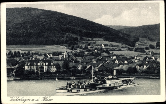PC Veckerhagen Reinhardshagen Weser, overall view, saloon steamer