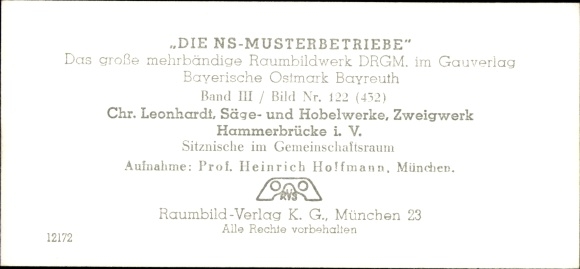 Stereo spatial image photo &quot;The NS model companies 1937-38&quot; No. 432 III/122 Hammerbrücke saw and planing works