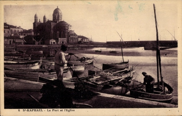 Postcard Saint Raphaël Var, harbor, church