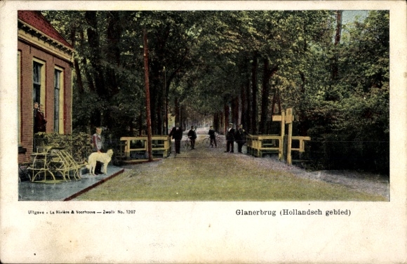 Postcard Glanerbrug Glaner Bridge Overijssel Netherlands, border crossing