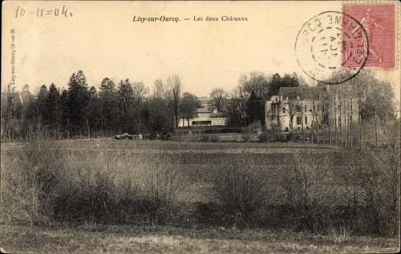 Ak Lizy sur Ourcq Seine et Marne, Les deux Chateaux