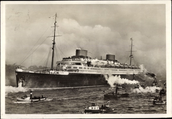 Postcard Steamer Europa, Norddeutscher Lloyd Bremen, four-screw turbine express steamer