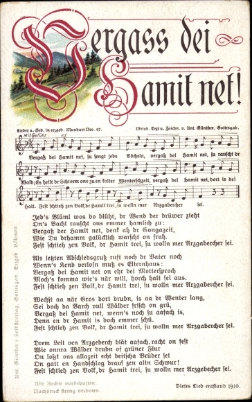 Song Postcard Günther, Anton, Don't forget your brother, Erzgebirge dialect No. 47