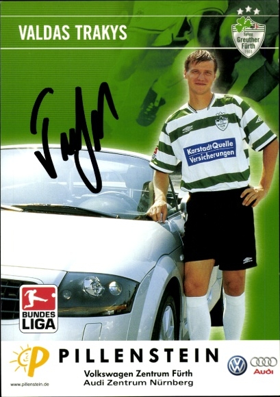 Autograph card footballer Valdas Trakys, SpVgg Greuther Fürth, autograph
