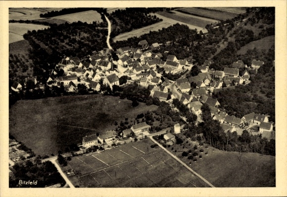 Ak Bitzfeld Bretzfeld in Württemberg, Fliegeraufnahme