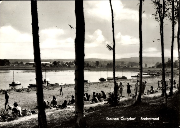 Postcard Quitzdorf am See Oberlausitz, reservoir, beach, bathers