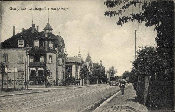 Briefkaart Dresden Laubegast, hoofdstraat
