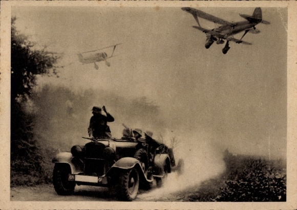 Postcard He 123 dive bombers over an advance route in the east