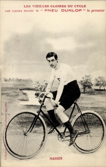 Ak Radrennfahrer Masson, Pneu Dunlop, Reklame
