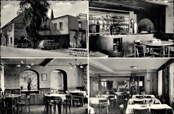 Postcard Heddesheim Guldental an der Nahe, Karsch restaurant, bar, dining room