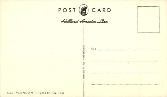 Postcard SS Veendam, HAL, passenger ship