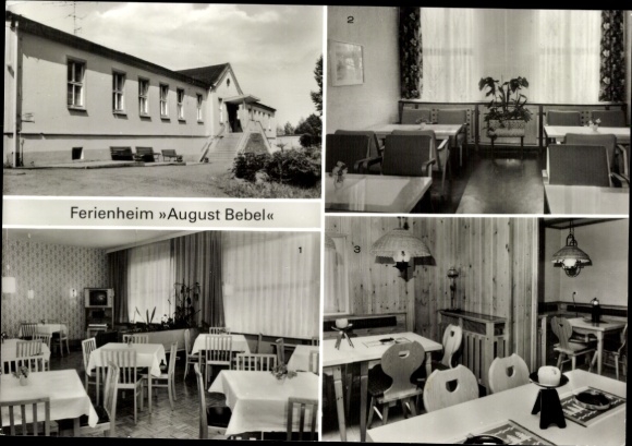 Postcard Crandorf Erla Schwarzenberg in the Ore Mountains Saxony, holiday home August Bebel, dining room, club room