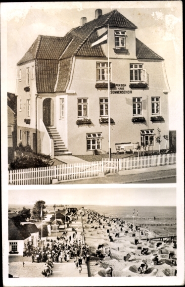 Postcard Baltic resort Dahme in Holstein, Pension Haus Sonnenschein, beach party