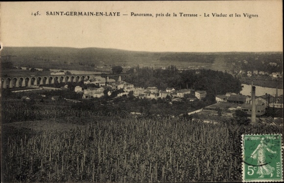 Ak Saint Germain en Laye Yvelines, Panorama prise de la Terrasse, Viadukt, Vignes