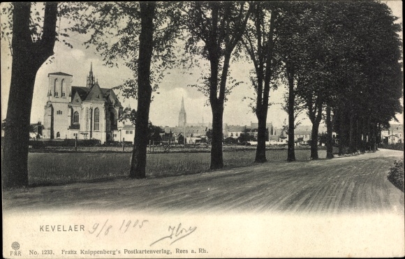 Postcard Kevelaer am Niederrhein, church, avenue