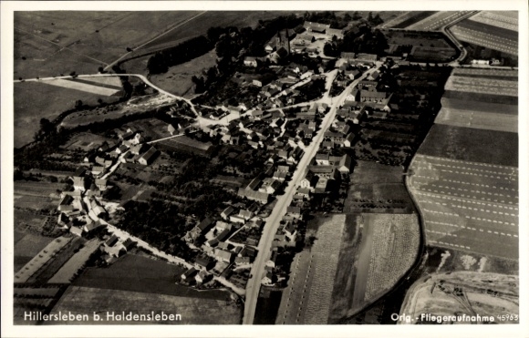 Postcard Hillersleben near Haldensleben, aerial photograph