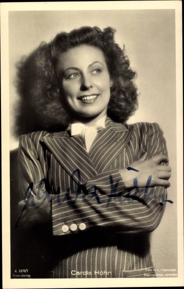 Postcard actress Carola Höhn, portrait, Ross 3370/1, autograph
