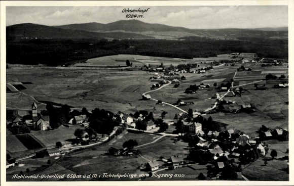 Postcard Unterlind Mehlmeisel in the Fichtelgebirge, aerial photograph