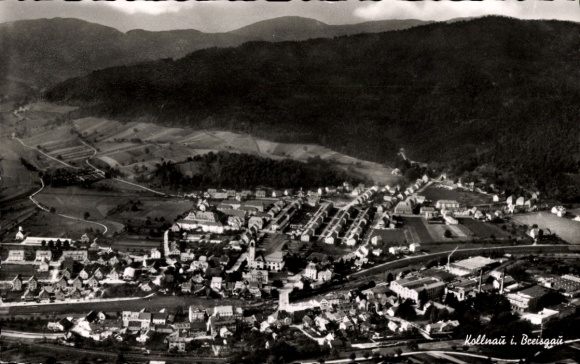 Postcard Kollnau Waldkirch in the Black Forest, aerial view of Kollnau, mountains, houses, landscape